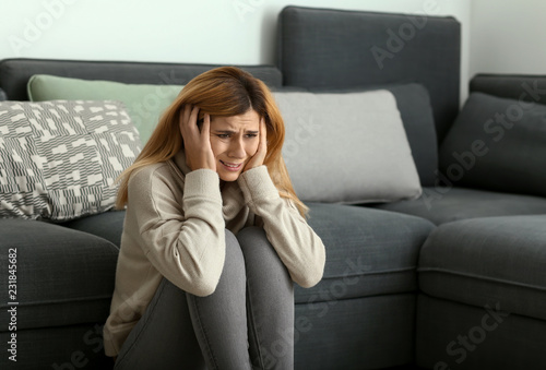 Woman having panic attack a...