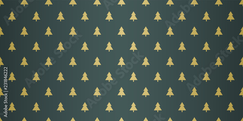 Luxury Golden Christmas Pattern with Trees
