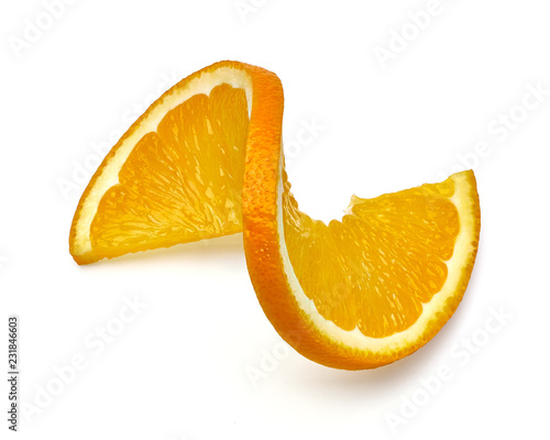 Orange slice twist isolated on white background including clipping path