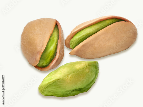 Pistachios isolated on white background