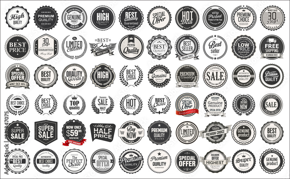 Retro vintage badges and labels collection 