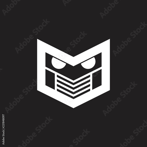 letter m robotic face design logo vector