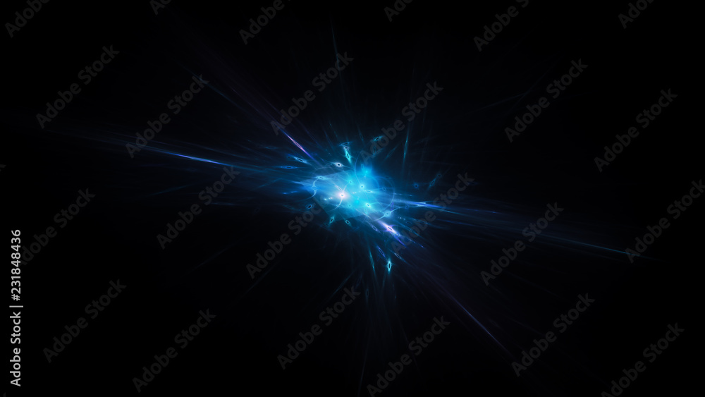 Blue glowing quantum weapon in space isolated Blue glowing quantum weapon in space isolated