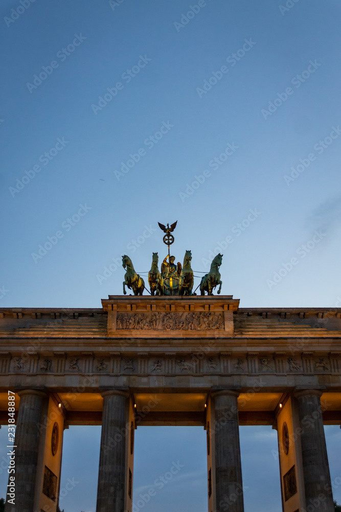 BERLIN, GERMANY - August 4, 2018: The Brandenburger Gate at Sunset