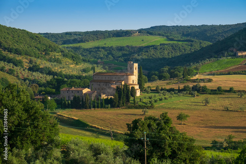 Sant Antimo monastery near Montalcino, Tuscany photo