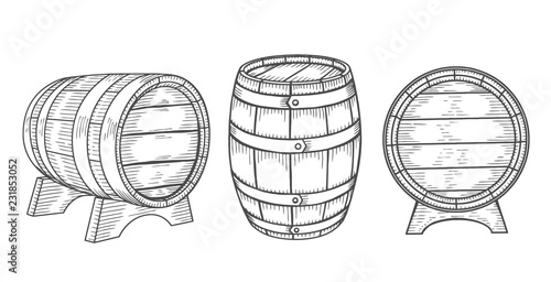 Wooden barrel set.