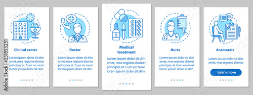 Medicine and healthcare onboarding mobile app page screen with l