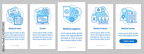 Medicine and healthcare onboarding mobile app page screen with l