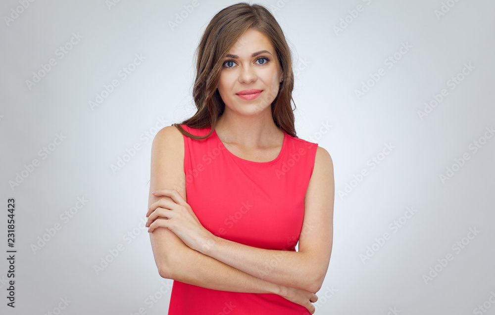 Smiling woman with crossed arms Smiling woman with crossed arms