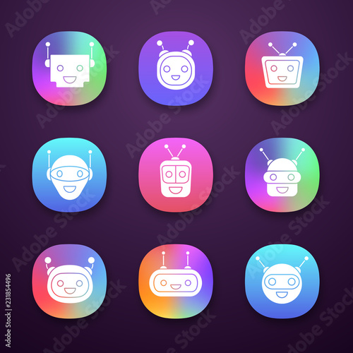 Chatbots app icons set
