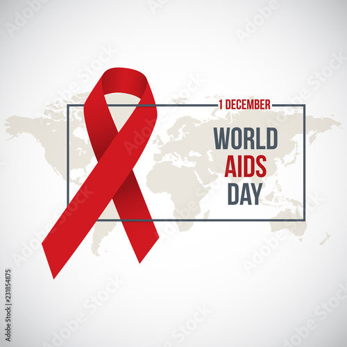 World Aids Day. Vector illustration with red ribbon