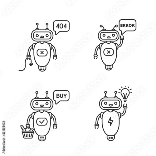 Chatbots linear icons set