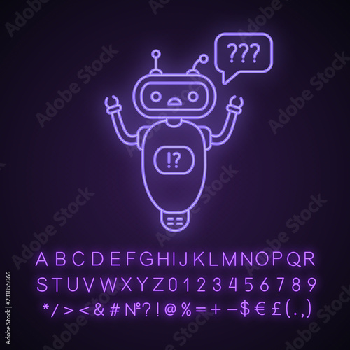 Help chatbot neon light icon