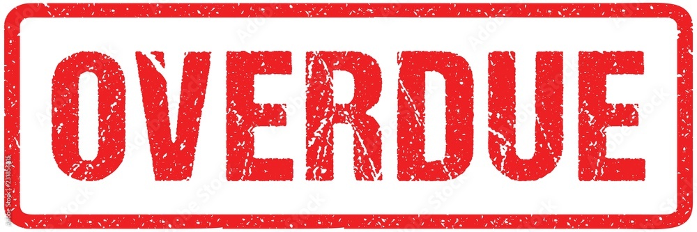 Overdue Red Seal Seal Rough Letters Isolated on White. Red Ink Grunge Rubber Stamp Imitation Effect. Overdue Red Seal Seal Rough Letters Isolated on White. Red Ink Grunge Rubber Stamp Imitation Effect.