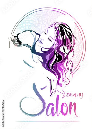Beauty Female Face Logo Design.Cosmetic salon logo design. Creative Woman Face Vector. Hair Salon Logo.