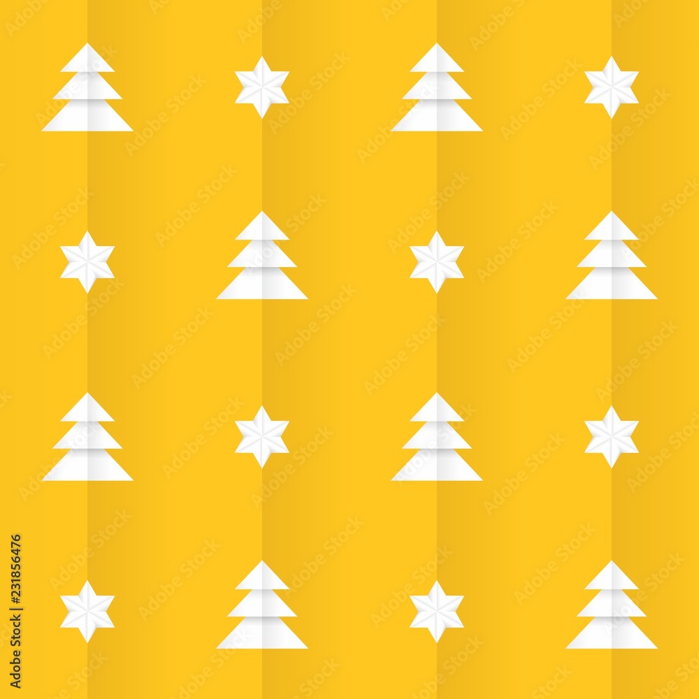 New year and Christmas origami style pattern on gold, yellow, orange, warm background New year and Christmas origami style pattern on gold, yellow, orange, warm background