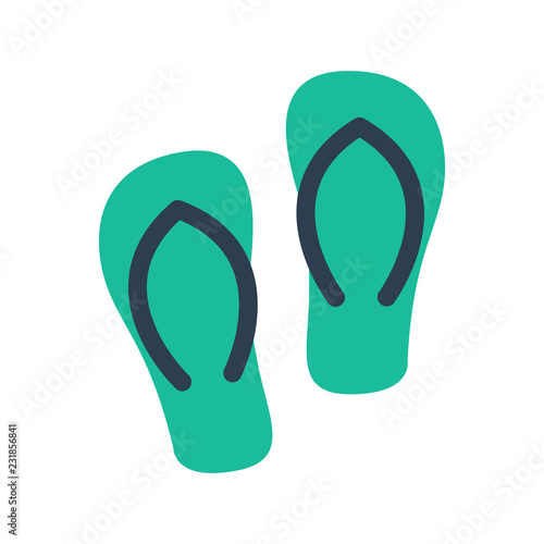 flip flops flat icon on isolated white transparent background.	