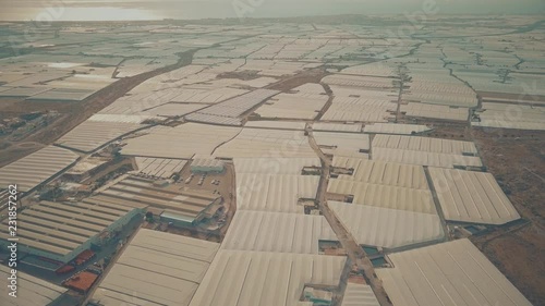 Aerial shot of greenhouse farms near Almeria, Spain