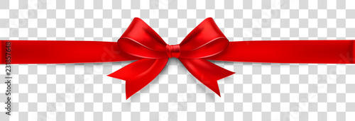Red Satin Bow Isolated on Background. Vector