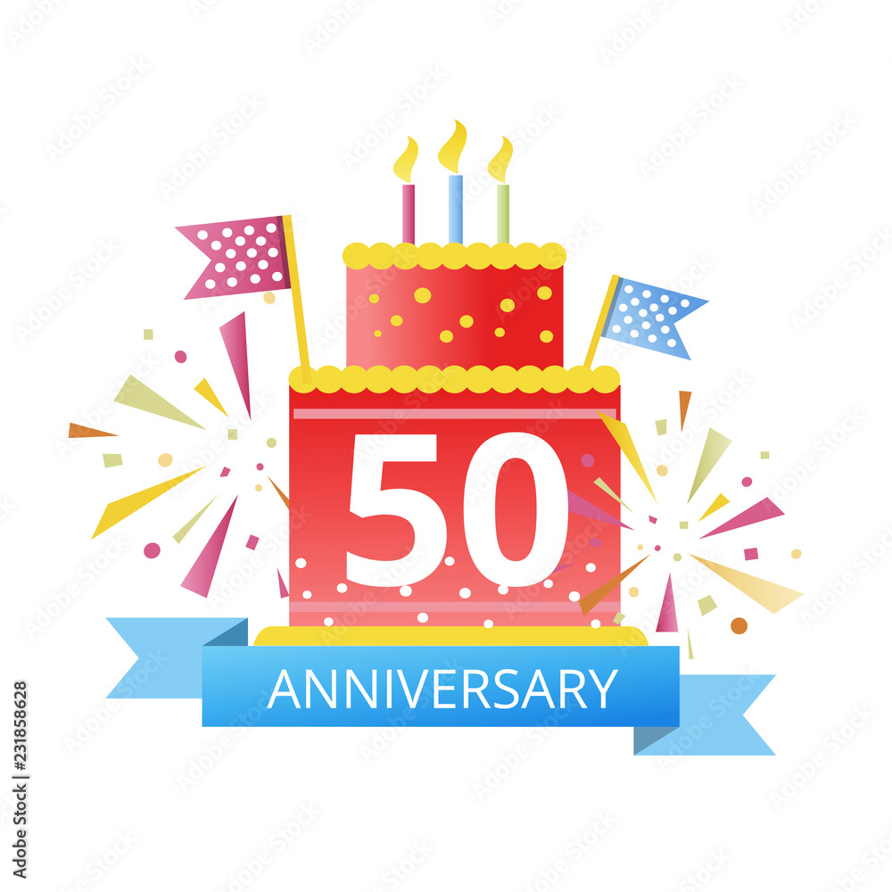 50 years anniversary linked logotype isolated on white background for company celebration event. Vector temlate