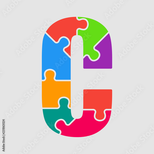 Vector Puzzle Jigsaw Letter - C. Puzzle Pieces.