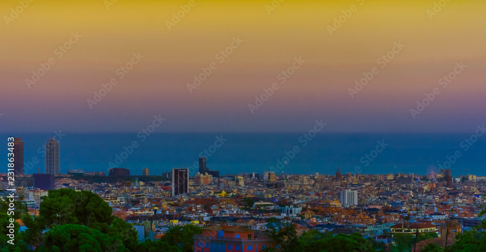 Barcelona sky's at sunset