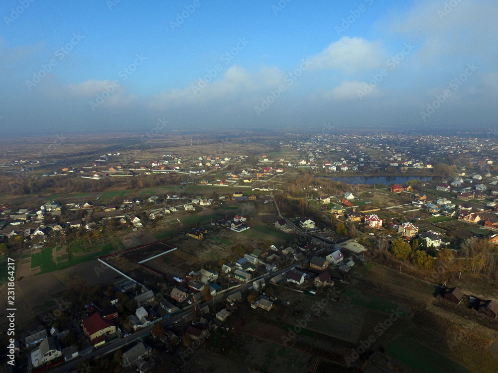 Obraz premium Aerial view of the countryside (drone image). Near Kiev
