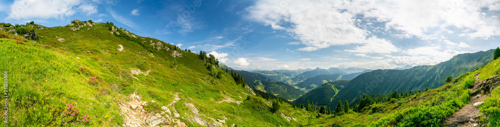 Fototapeta premium Panorama landscape in the mountains of the Alps