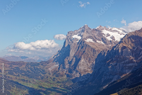 Views of Grindelwald valley and Wetterhorn massif from Grindelwaldblick restaurant - Kleine Scheidegg, Jungfrau Region, Switzerland