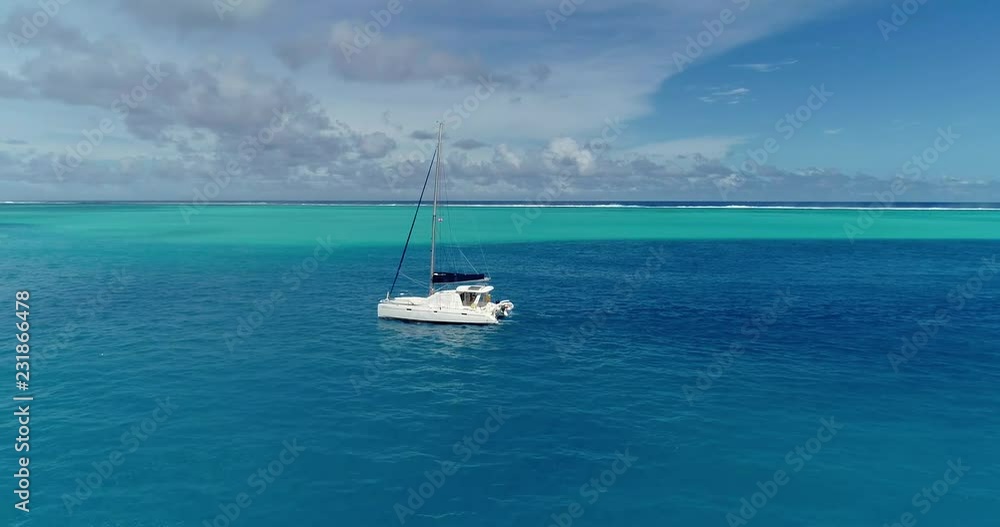 boat in aerial view, french polynesia boat in aerial view, french polynesia