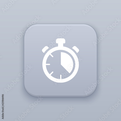 Stopwatch, gray vector button with white icon