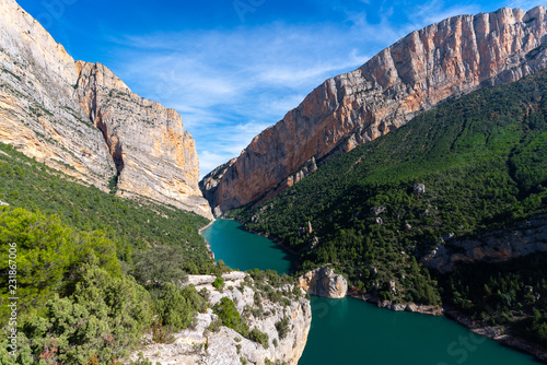 Congost de Mont-Rebei defile, border between Catalonia and Aragon, Spain photo