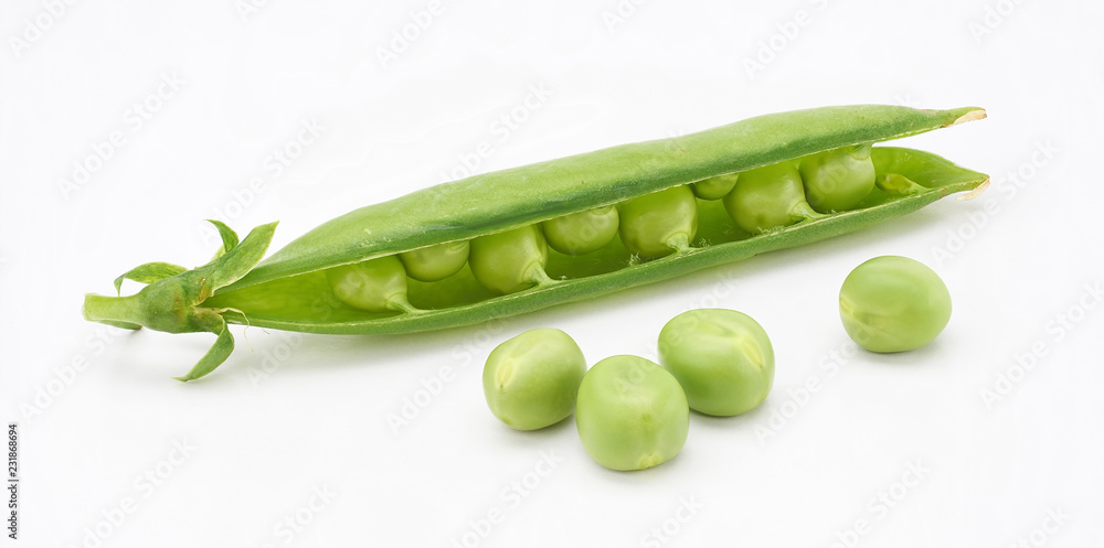 Fresh green pea pod on white background Fresh green pea pod on white background
