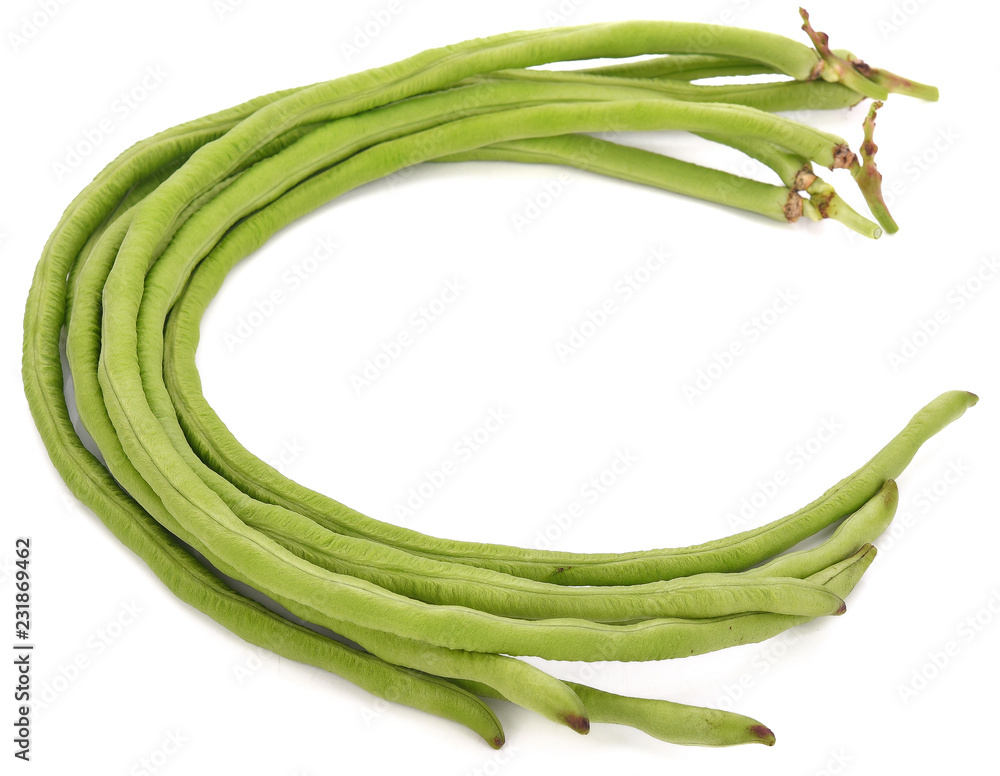 Yard long bean isolated on the white background. Yard long bean isolated on the white background.