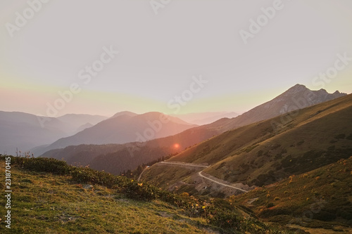 Spring mountain landscape. Resort Krasnaya Polyana Red Meadow . Sochi. Russia.