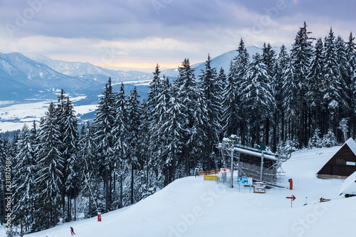 Skiing resort Kubinska Hola, Slovakia. Top view photo