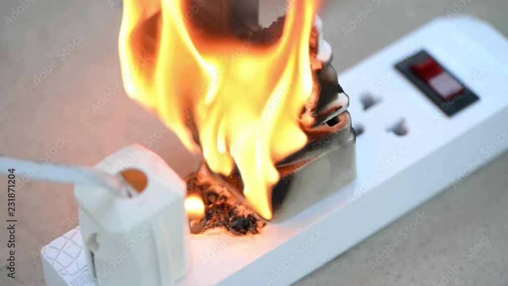 Overloaded electrical outlet background