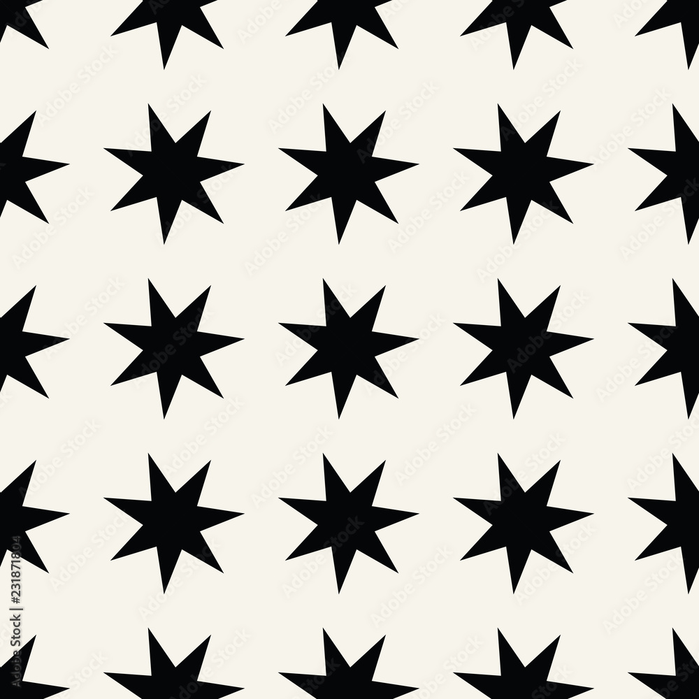 Obraz premium Seamless geometric star vector pattern. Retro design backdrop texture.