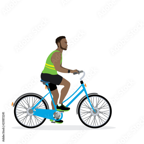 Happy african american male bicyclist,