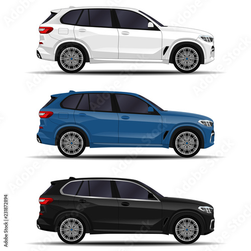 realistic SUV cars set. side view. © kupchynskyi12