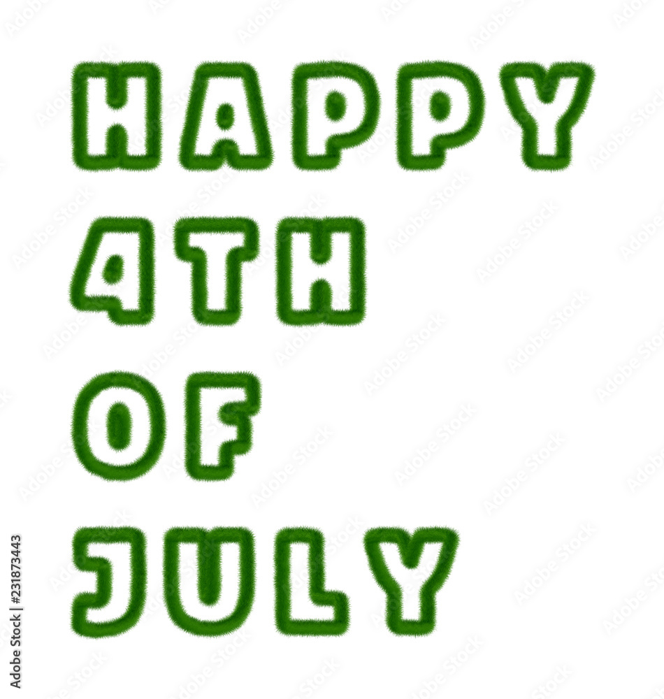 Happy 4th Of July - text written with grass Happy 4th Of July - text written with grass