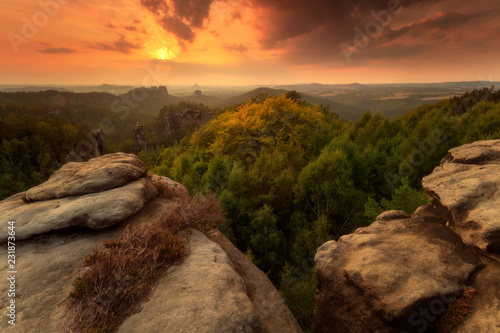 Foto Sunset at Saxon Switzerland