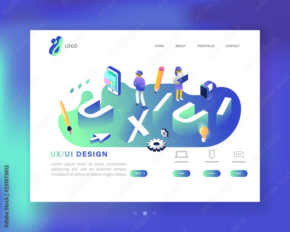 UX and UI Design Landing Page Template. Mobile App and Website ...