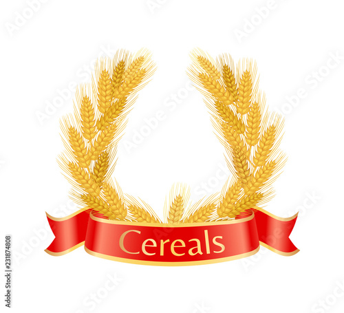 Cereal Wheat Wreath Poster Vector Illustration