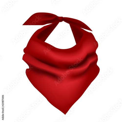 Realistic Detailed 3d Red Neck Scarf. Vector