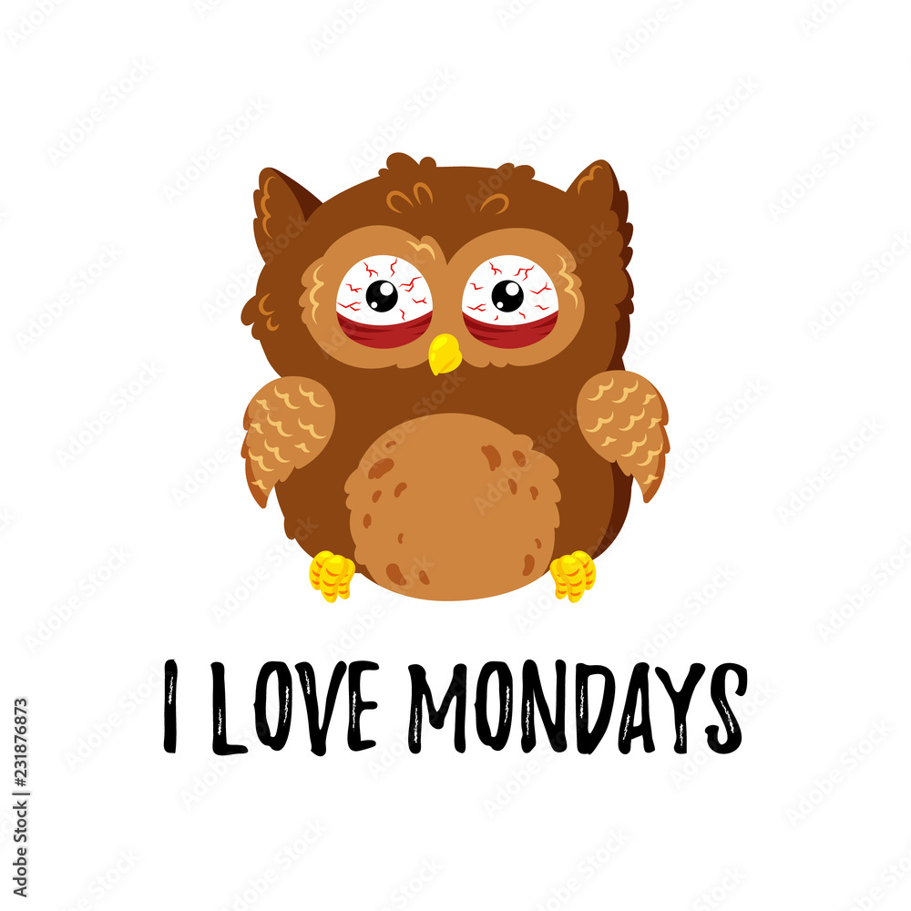 Cute cartoon tired displeased owl. Vector doodle illustration. Template for design, print. Cute cartoon tired displeased owl. Vector doodle illustration. Template for design, print.