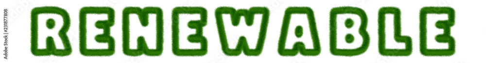 Renewable - text written with grass Renewable - text written with grass