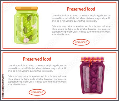 Preserved Food Banners with Vegetable and Fruit