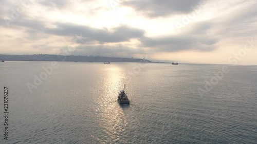  aerial view of ship on sea