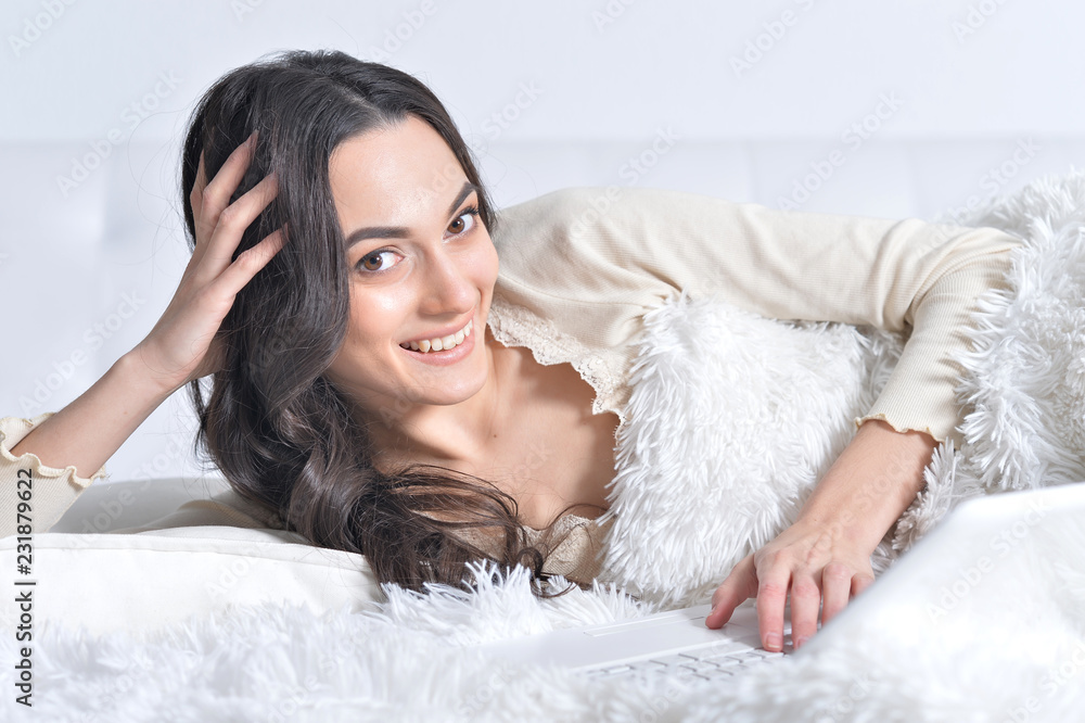 Portrait of a beautiful young woman lying Portrait of a beautiful young woman lying